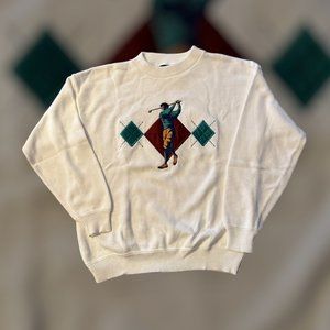 Vintage Sutter & Grant Mens Golf Sweater Size L Grandpa Retro 90s Old School